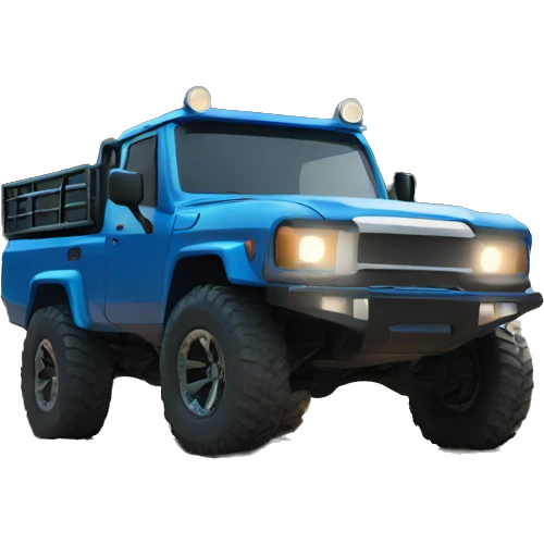 blue off roader truck side view emoji