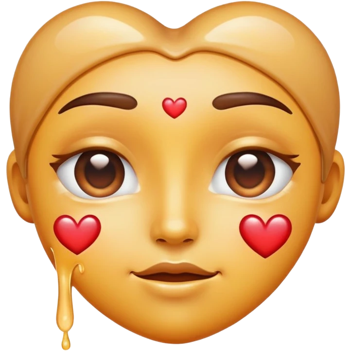 Heart eye emoji with glaze liquid on face  emoji