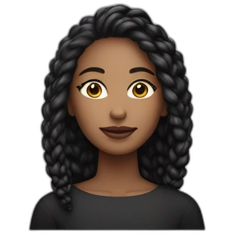 Femme au cheveux lisse noir et à la peau blanche qui porte un pull noir emoji