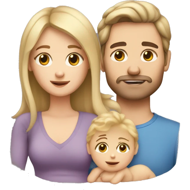 Mum, Brown hair/  Dad, Blond hair/ newborn emoji