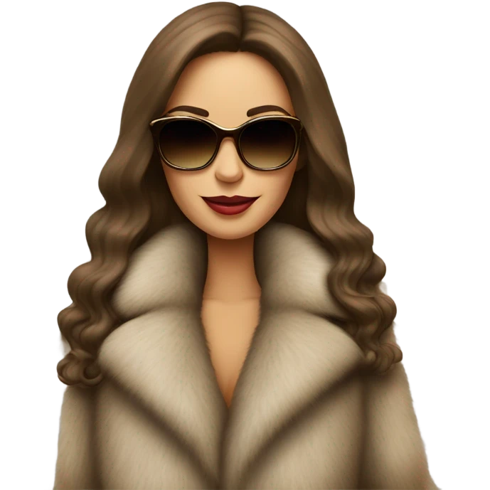 long brown hair mob wife wearing sunglasses smoking a cigarette in a fur coat emoji