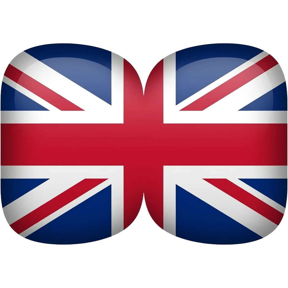 a britain flag with two ovals facing up next to eachother in the center and a curved line with the top points facing up at the bottom emoji