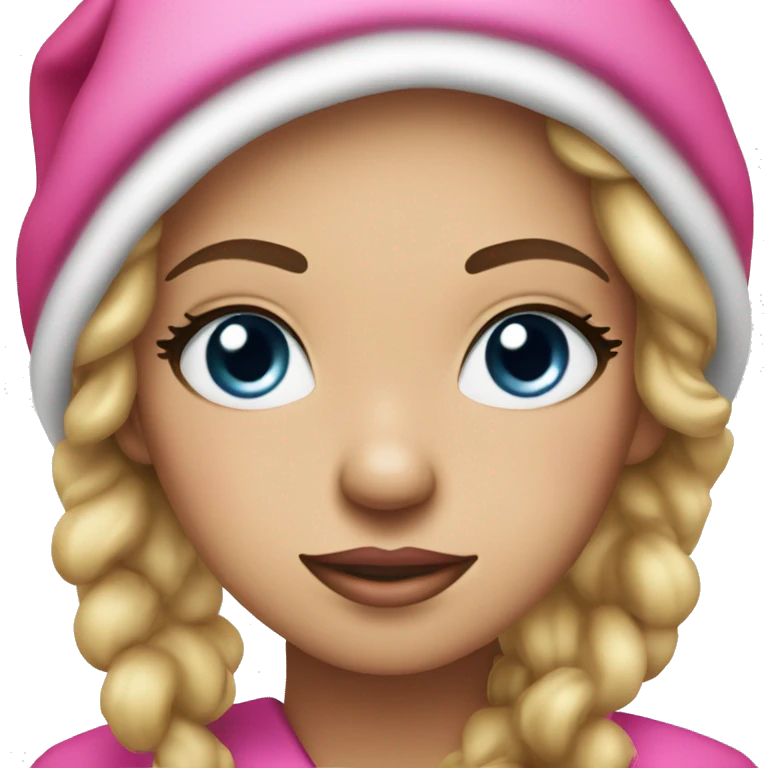 Pretty Santa Claus with pink hat and robe and pink makeup and long eyelashes  emoji