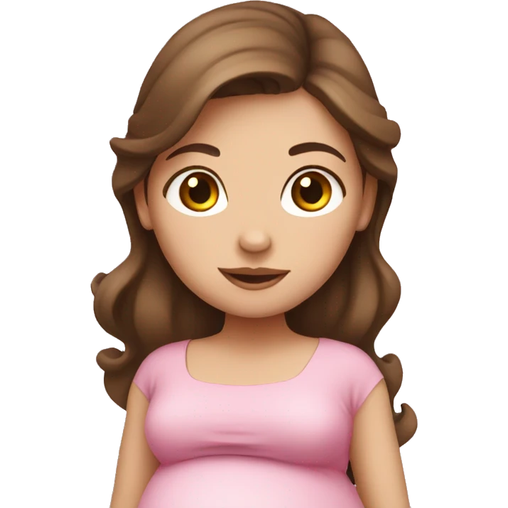 Pregnant girl with brown hair in pink dress emoji