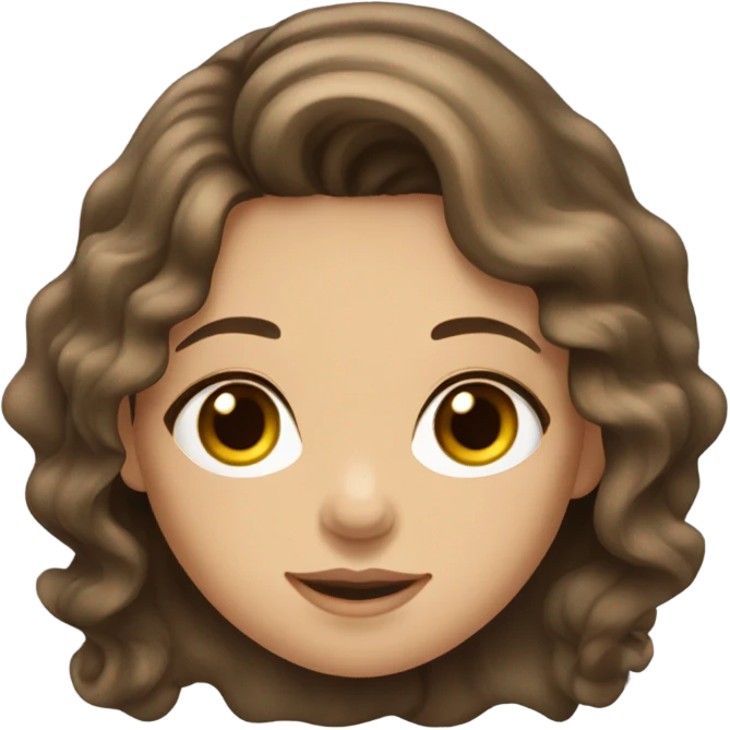 Russian brunette long wavy hair girl hazel eyes realistic emoji