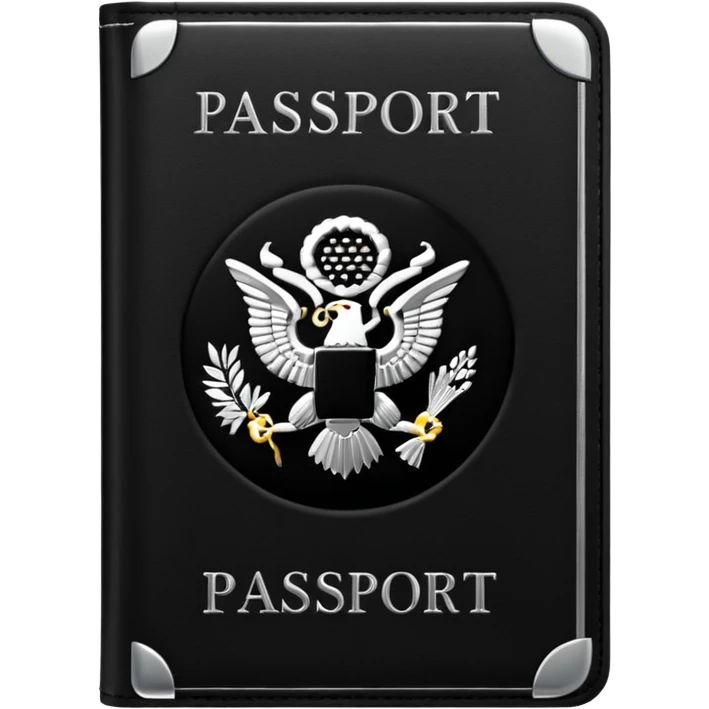 black passport with minimal silver details emoji