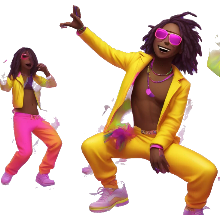 Rave party dancing neon smoking emoji