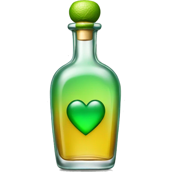 tequila bottle with green heart on it emoji