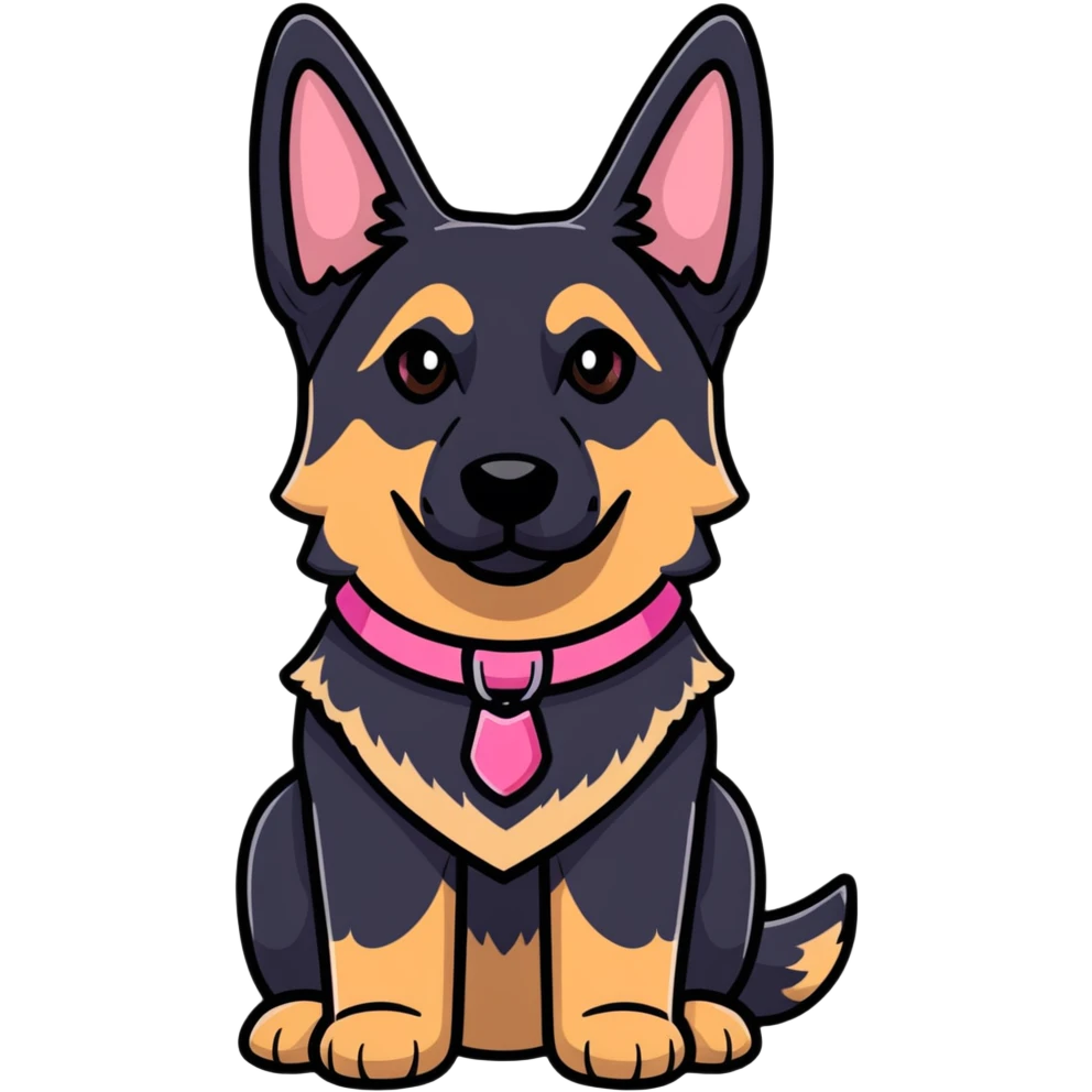 German shepherd Pink collar with brown eyes  emoji