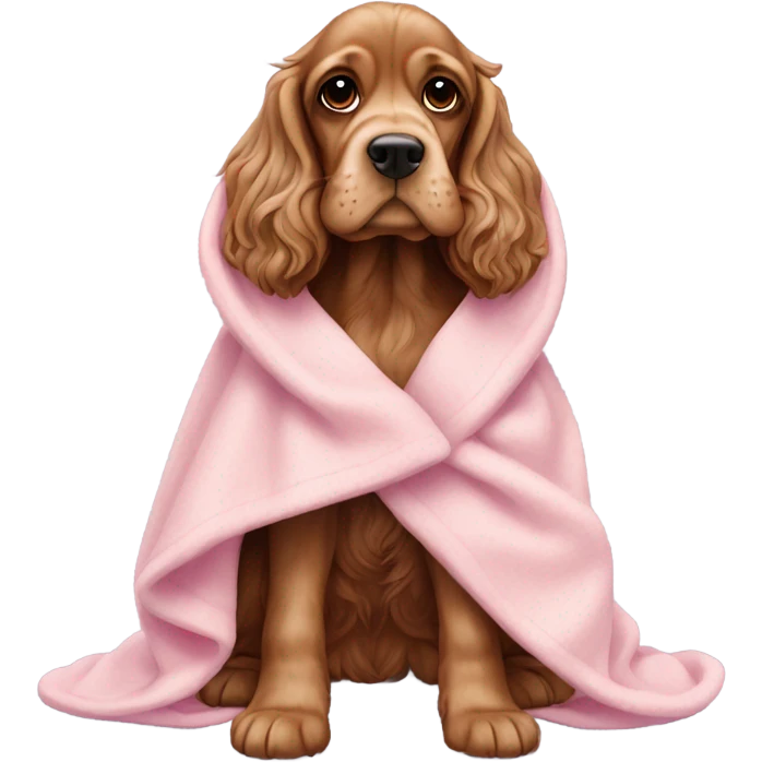 english Cocker spaniel in a pink blanket emoji