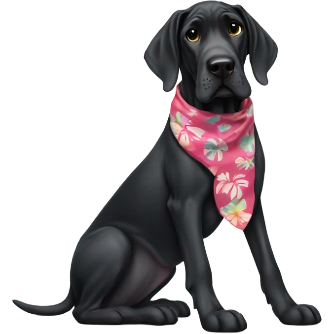 Black Great Dane with Hawaiian bandana  emoji