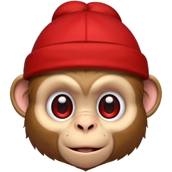 Cara de un chango con una gorra roja de lado y un piercing en la nariz emoji