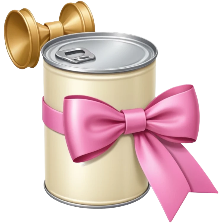 cream can with pink ribbon emoji