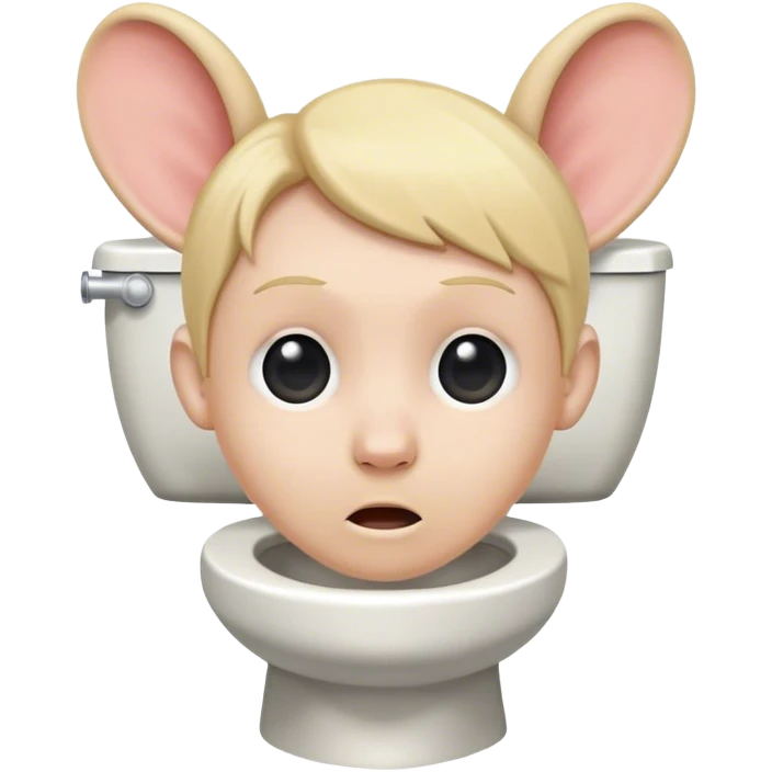 A toilet with a head coming out of it that has blonde flat hair and big ears emoji