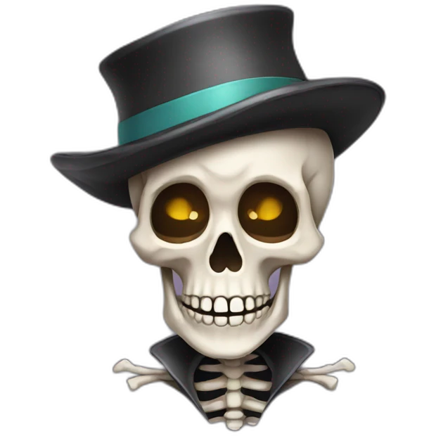 cute skeleton with a hat emoji