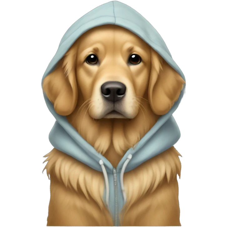 A golden retriever with a walrus hoodie  emoji
