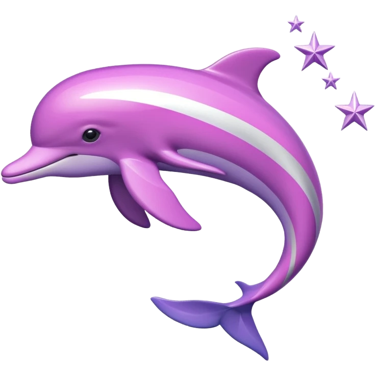 Pink and purple striped Dolphin with silver stars emoji