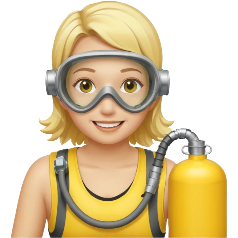 scuba diving girl blonde with yellow oxygen tank and mask emoji