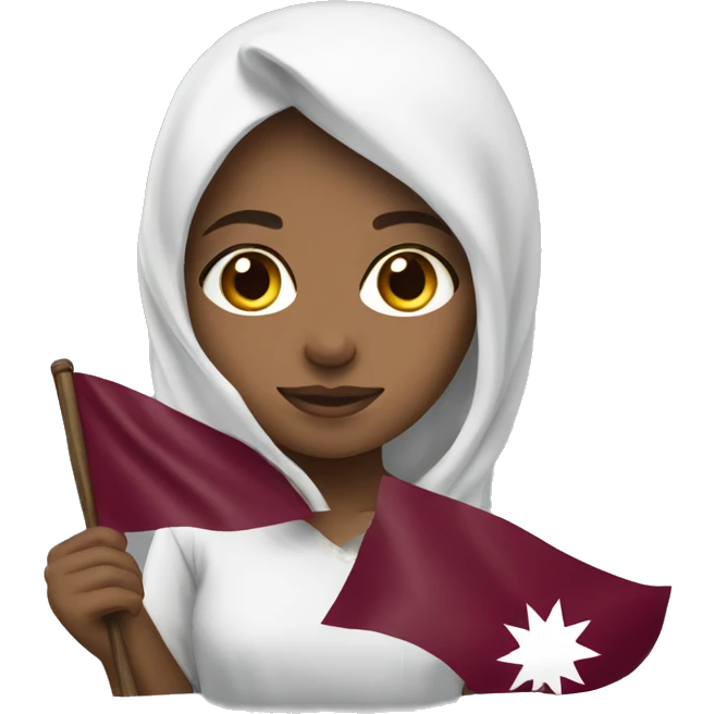 girl holding qatar flag emoji