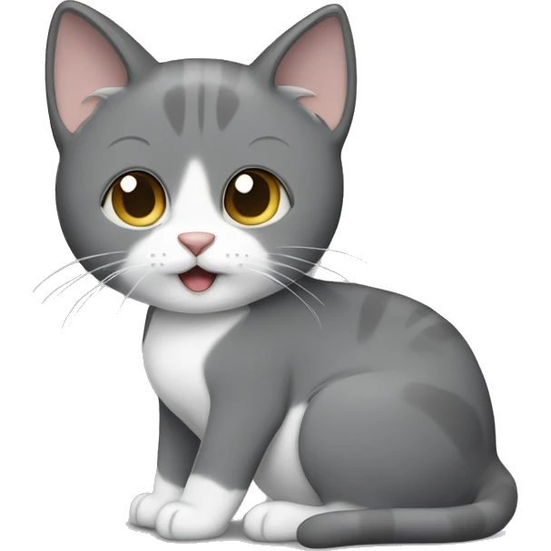 Grey cat with white paws emoji