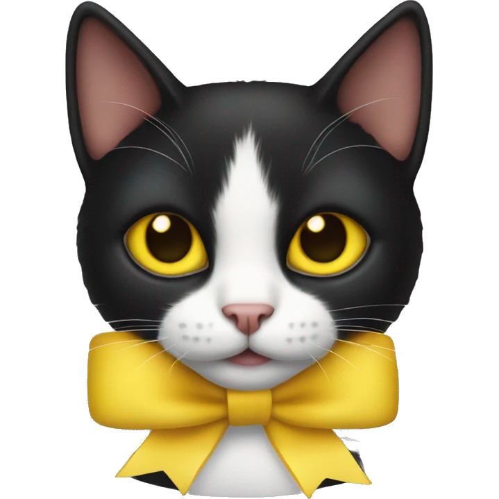 black cat with yellow croquet bow emoji