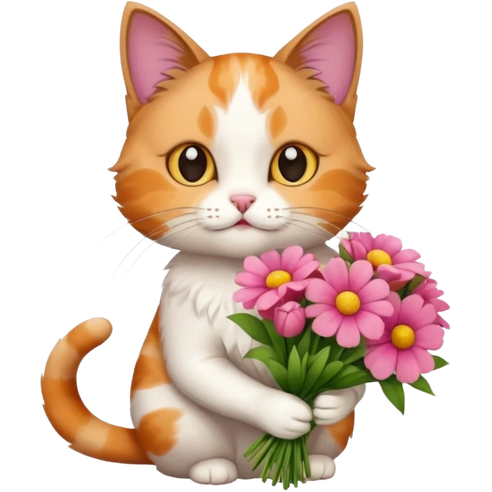 cat holding bouquet  emoji