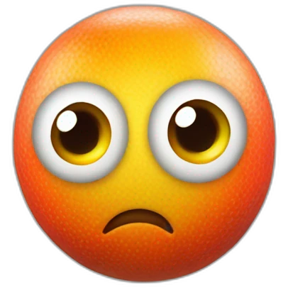 3d sphere with a cartoon mango skin texture with big stupid eyes emoji