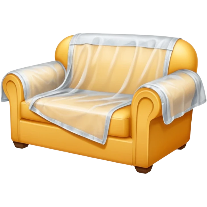 Furniture fully covered with a plastic drop cloth  emoji