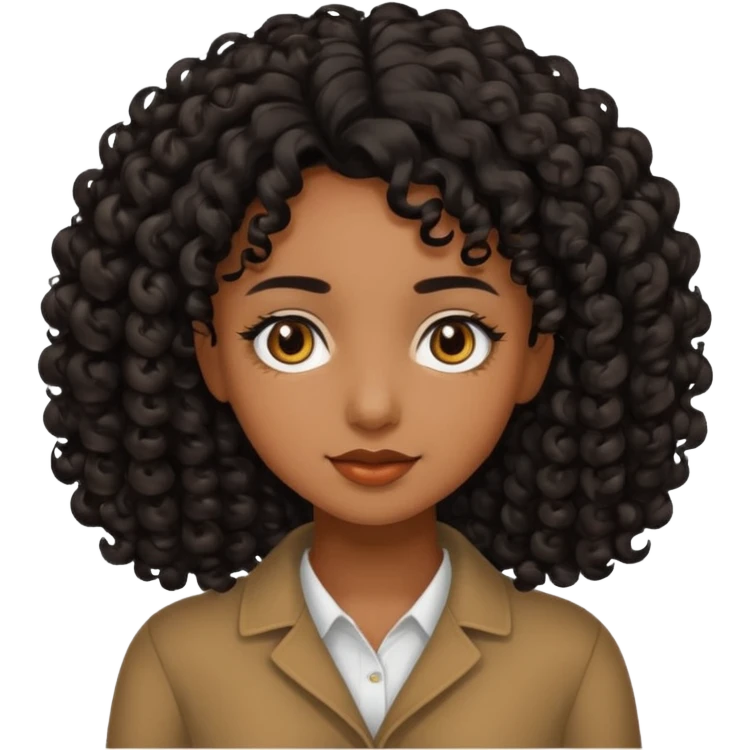 Brown skinned girl with medium length really curly black hair emoji