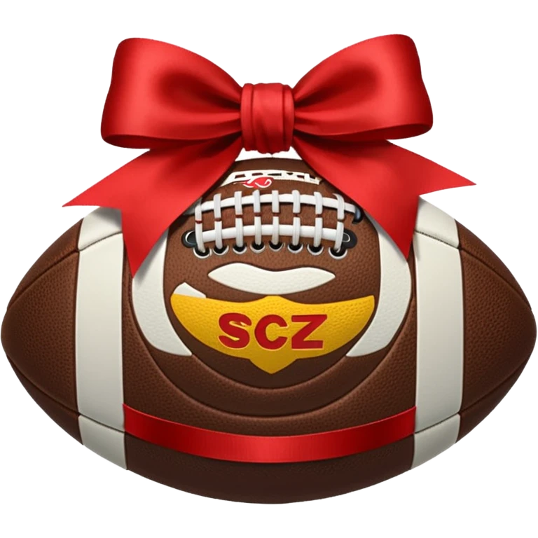 Small football and ribbon mixer emoji