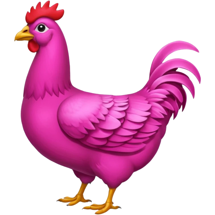 Gallina de pelaje rosa fuerte mezclada con una jirafa sin manchas emoji