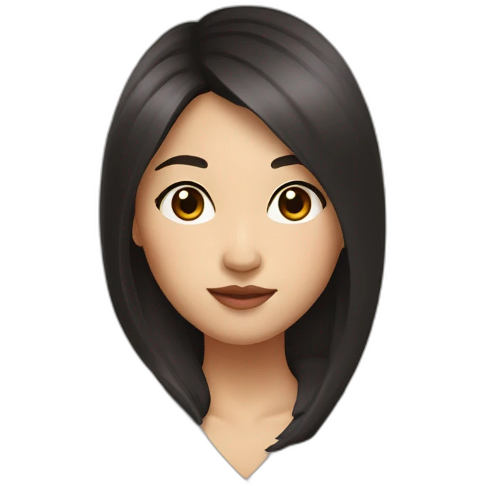 Asian woman, dark hair, brown eyes, big lips emoji