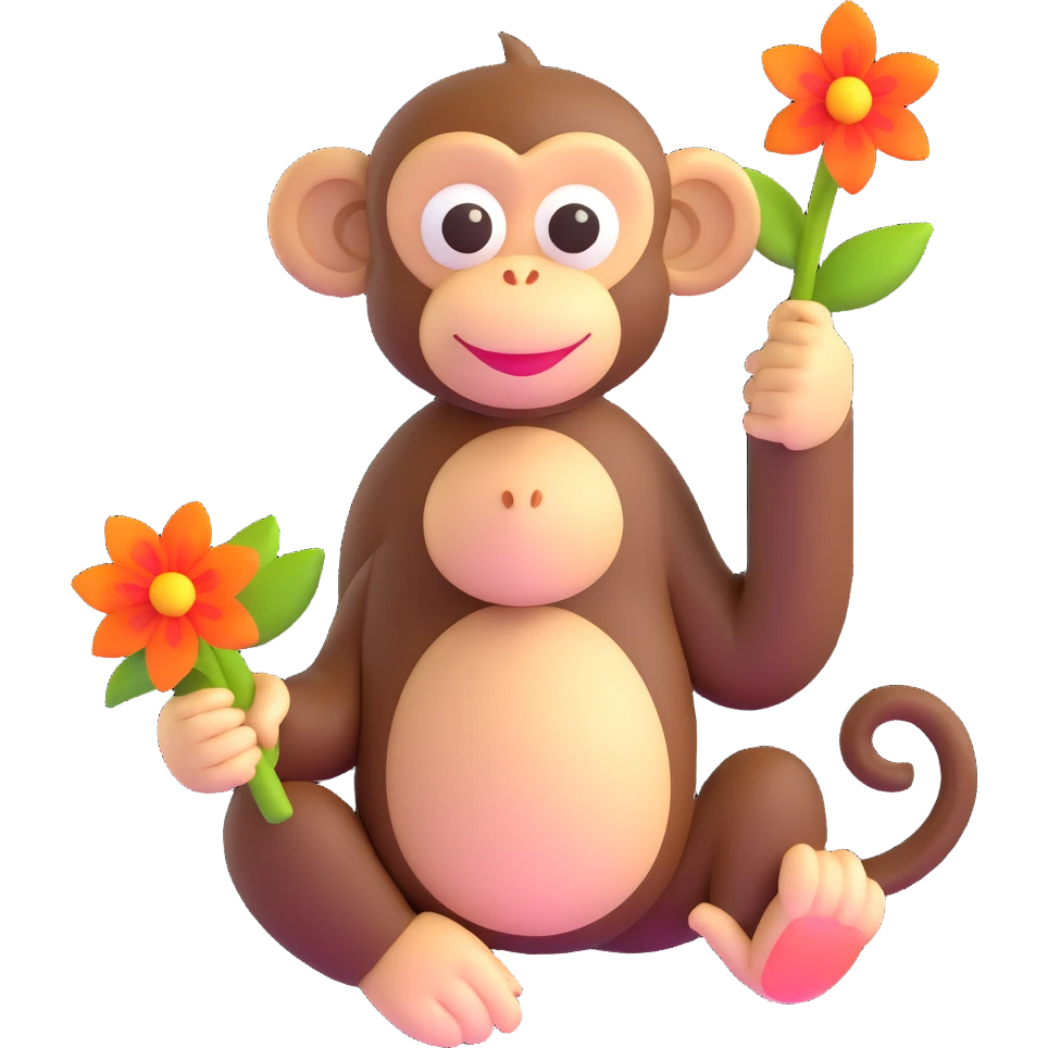 monkey holding a flower emoji
