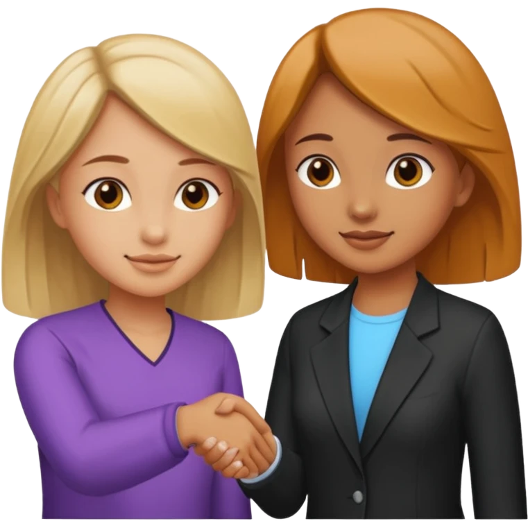 tho girls handshake. they look at each other emoji
