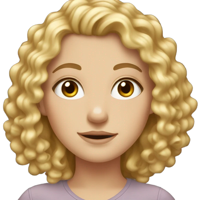 white girl with blonde curly hair and hazel eyes emoji