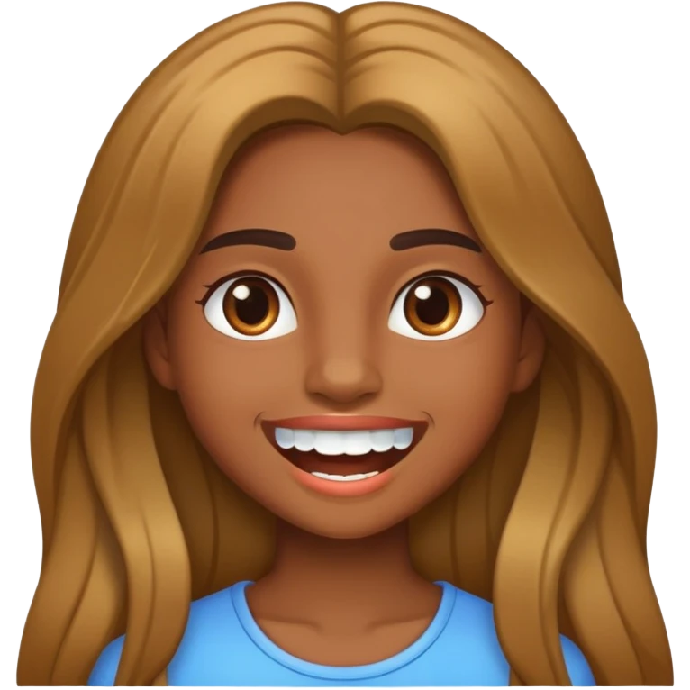 Una niña pero que sea un conguito con pelo largo y dientes blancos emoji