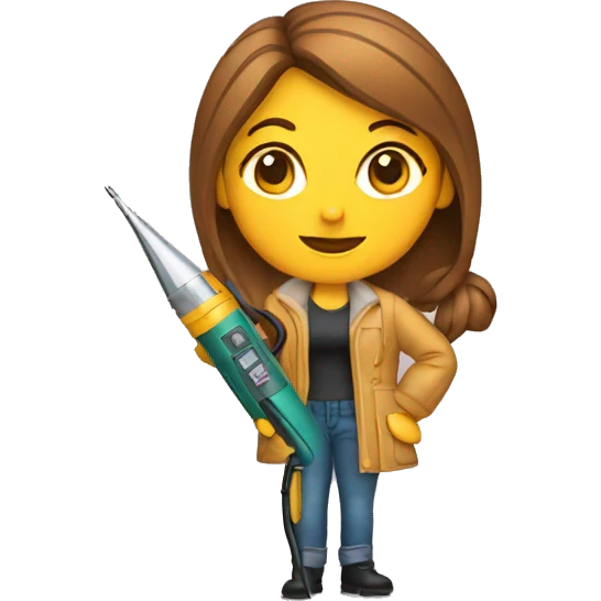 a woman with a soldering iron emoji