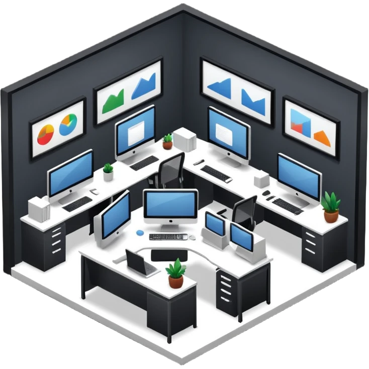 office room of designers isometric emoji
