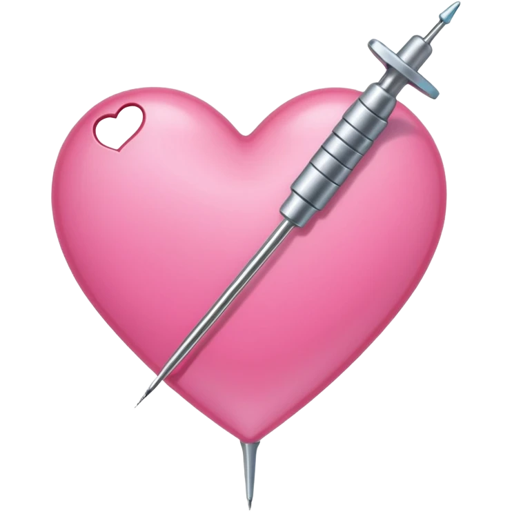 A pierced pink heart by a medical needle emoji emoji