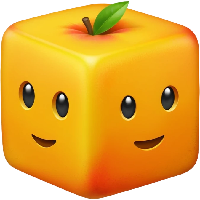 single mango cube, minimal flat design, bright yellow-orange, no face, no background, not a character emoji