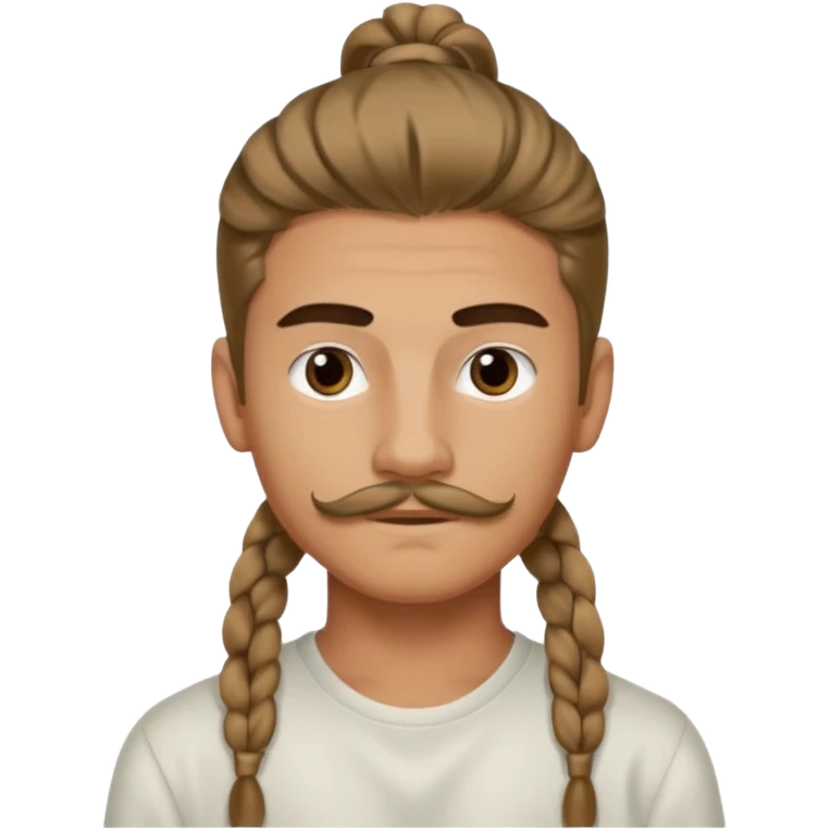 homme cheveux long attaché sans cheuveux dépanssant  16 ans, un peu bronzé petite moustache très fine emoji