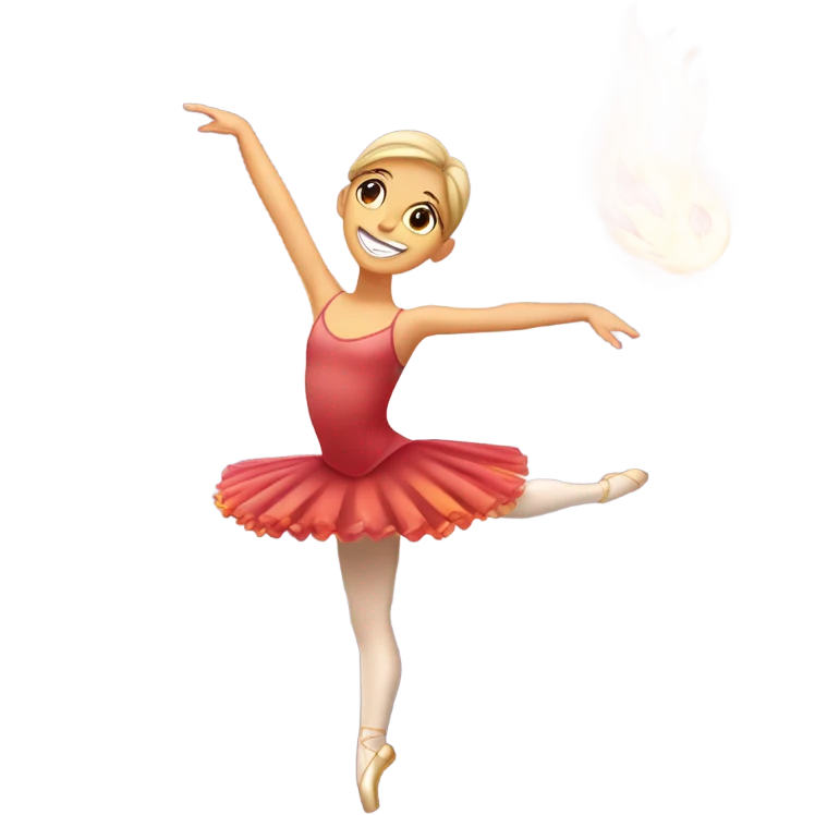 ballerina doing a pirouette over fire emoji