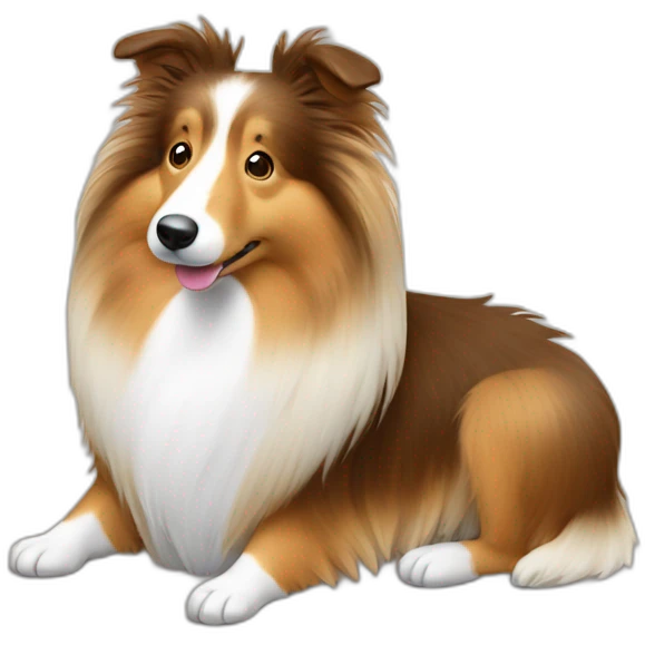 Sheltie with coffee emoji