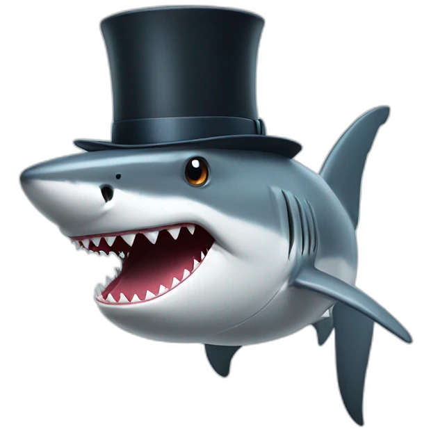 Shark with a top hat emoji