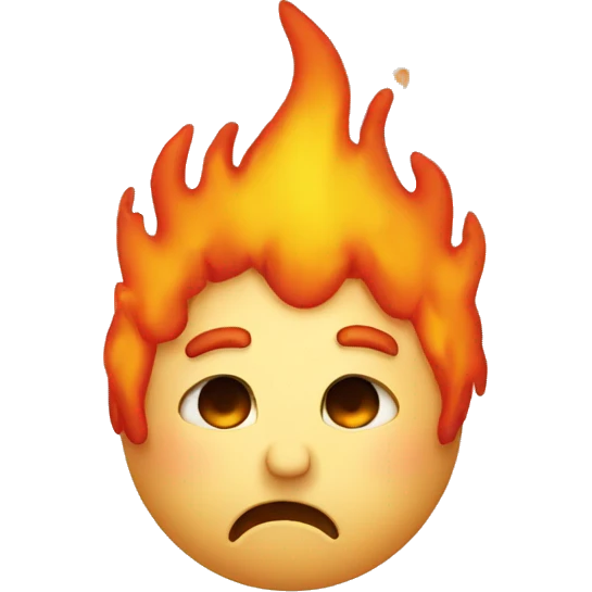 sad head with flaming hair emoji