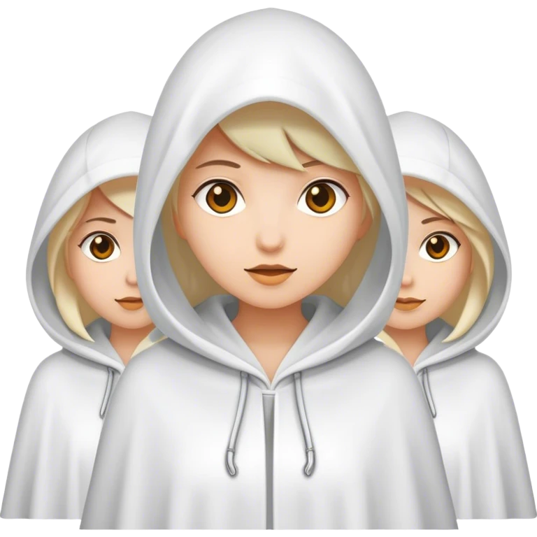 3 women in white hooded cloaks emoji