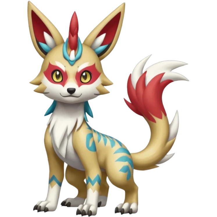  Tropical Tiny Marked Patterned Tribal WereGarurumon-Meloetta-Renamon-Zangoose-fusion-hybrid-creature (full body) emoji