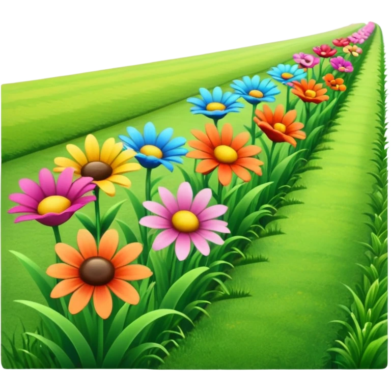 a row of flowers and grass extended far in a stright line emoji