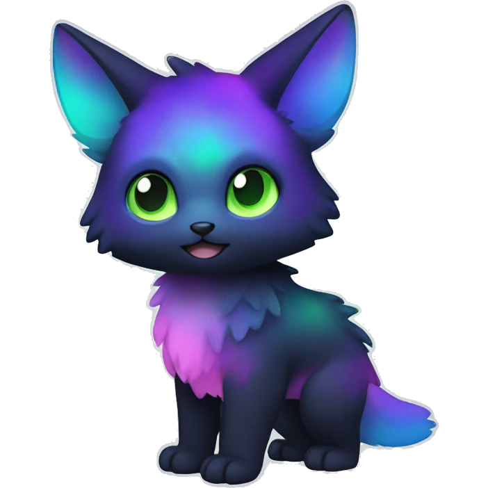 Cute cool black nebula fading green blue purple pink gradient animal hybrid Fakemon full body emoji