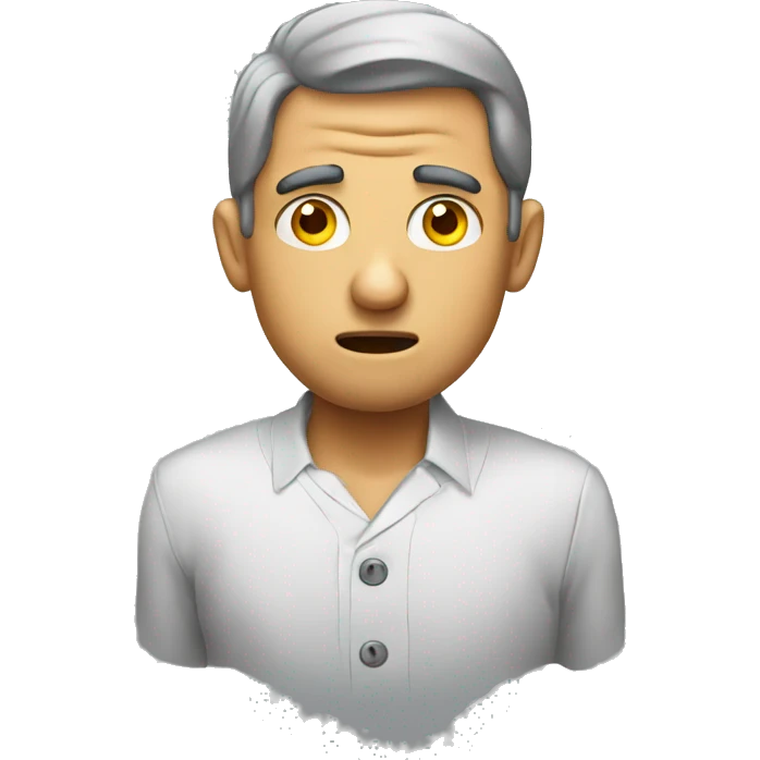 Man with a confused face because he fastened his buttons incorrectly emoji